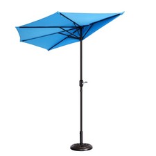 9FT Half Umbrella Balcony Patio Easy Crank 5 Ribs Sun and Shade Cover