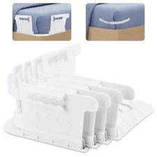 4pcs Bed Sheet Holder with Lock Strips Heavy Duty Corner Fitted Sheet White