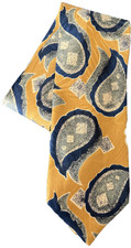 Jacobs Roberts Made in USA Imported Silk XL Necktie ~ Blue/Gold Large Paisleys