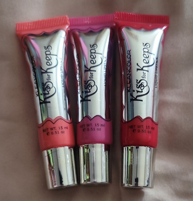 Kiss For Keeps Lip Color Lip Gloss Strawberry Pink/Red/Coral Lot 3