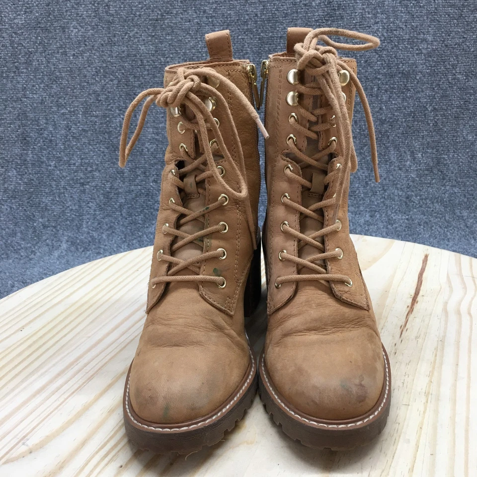 Botas de Combate Crown Vintage para Mujer 7 M Yuliana Marrón Imitación Cuero Tacones con Cordones Foto 4 de 4