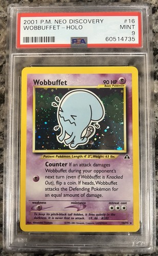 Pokemon 2001 Neo Discovery Wobbuffet #16 Holo PSA 9
