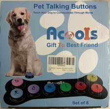 Dog Talking Buttons Set 8 Pack Waterproof Recordable Voice Training Pet New