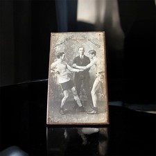 Vintage Johnny Best & Nat Williams Boxing Photo on Wood Plaque 1910s Liverpool