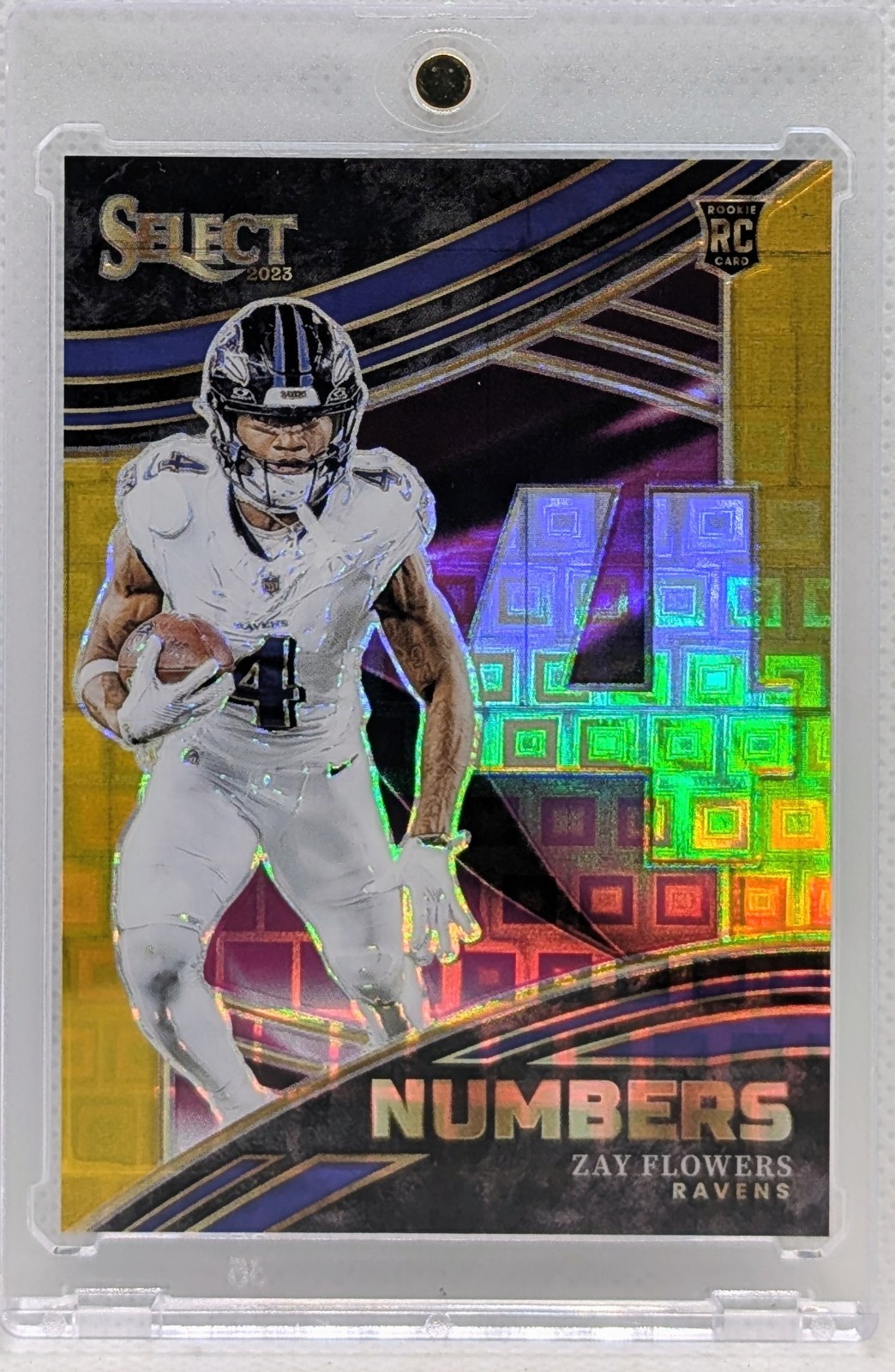 2023 Panini Select - Select Numbers Zay Flowers #NMB-ZFL Gold Prizm /10 (RC)