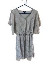 Alfani Gray Lace Dress Knee Length Size XS