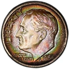PR66 1964 10C Roosevelt Silver Proof Dime, PCGS Trueview- Rainbow Toned