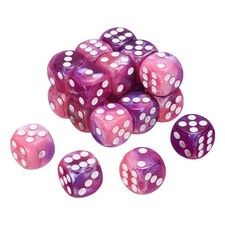 20Pcs 6 Sided Standard Dice, Acrylic D6 Pearl Pattern Dice Purple and Pink 