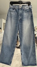 AGOLDE Women  s Blue Light Wash Straight widLeg High Rise 5-Pocket Denim Jeans 27