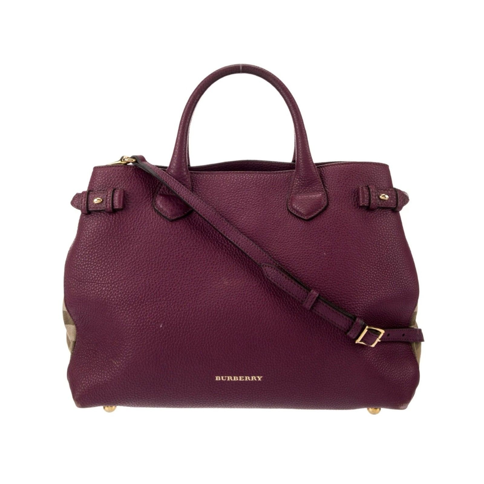 Burberry Leather House Check Pattern Shoulder Han… - image 1