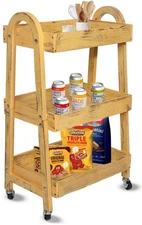 3-Tier Rolling Utility Cart with Lockable Wheels Storage Slim Storage Heavy D...