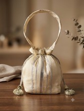 Indian Gotta Lining with Matching Handle Gifting Wedding Favor Potli Bag