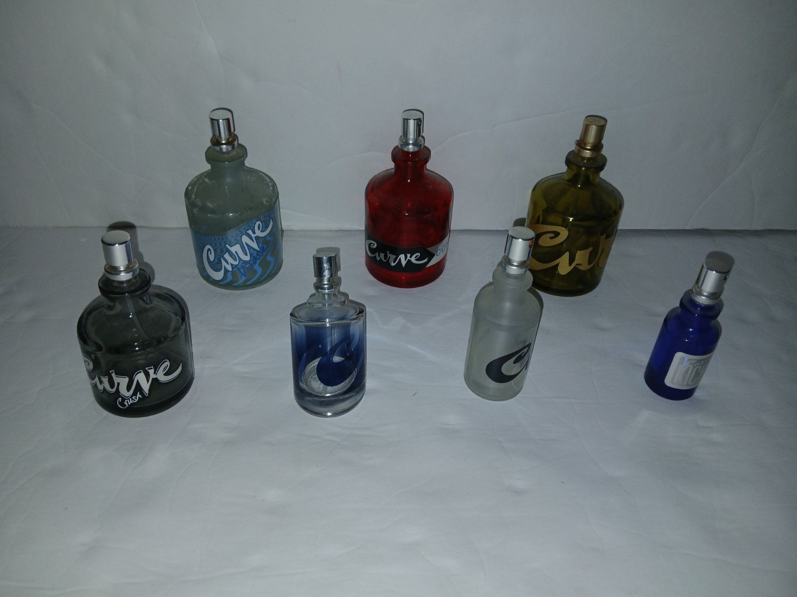 Lot of 7 EMPTY Curve Cologne Bottles