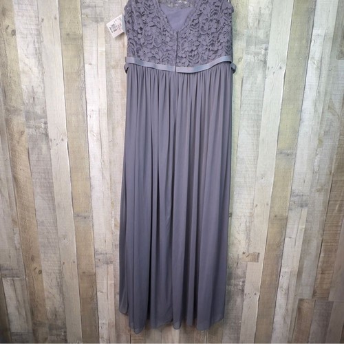 David’s Bridal Size 20 Pewter(Gray) Sleeveless Lace Full Bodice Sheath Dress - Picture 4 of 14