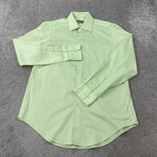 Van Heusen Flex Button Up Shirt Men's 15.5 Slim Fit Green Long Sleeve