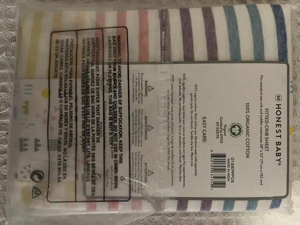 Sábanas ajustables para cuna colchón estándar moisés, mini estampados 100 % orgánicos... Foto 4 de 4