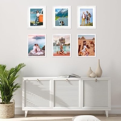 FIXSMITH 8x10 Picture Frames Black Wall Tabletop 5x7 Mat Collage