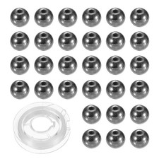 200Pcs Black Hematite Beads, 6mm Natural Stone Beads Loose Gemstone with Cord
