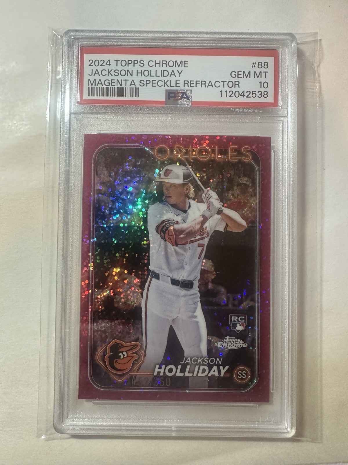 2024 Topps Chrome Jackson Holliday RC Magenta Speckle Refractor /350 #88 PSA 10