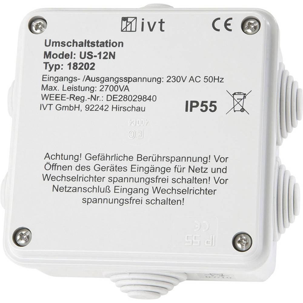 Station de commutation IVT US-12N pour protéger vos appareils contre les surcharges 2760 VA
