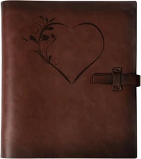 Photo Album 4X6 200 Photos, Genuine Leather Photo Albums with Writing Space with