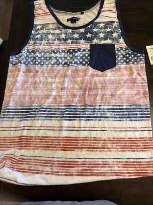 Ocean Current Sleeveless Tank Top American Flag Large
