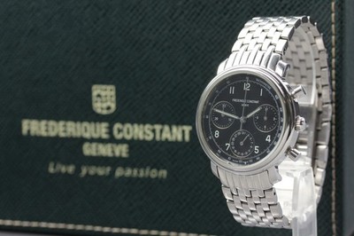 Frederique Constant Chronograph Quartz Black Dial 35mm Men's Watch Box