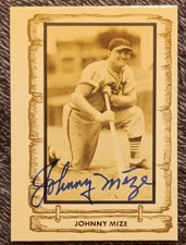 1981 Cramer Baseball Legends Series 2 - Johnny Mize #49 of 60 Auto ON Card SP