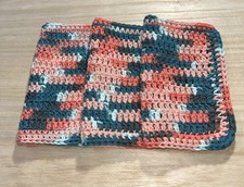 HANDMADE SET OF 3 CROCHET COTTON DISH CLOTHS OR WASH CLOTHS 8.5x8.5 INCHES NEW 