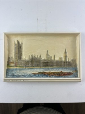 Bossons Ivorex wall plaque Houses Of Parliament, 3d, Hand Painted  (Rare)