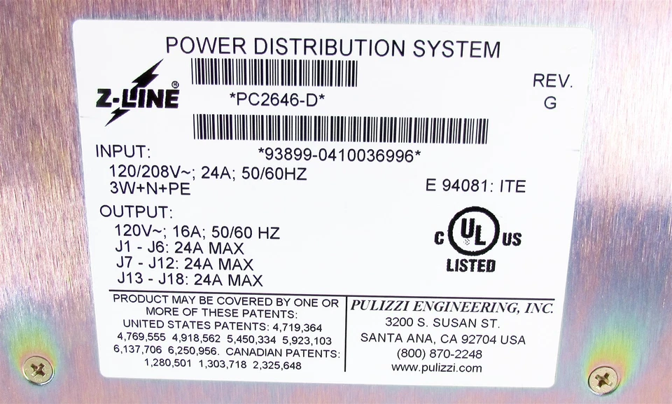 USED - Eaton Pulizzi 18-Outlet Power Distribution System (PC2646-D) 24A 120V - Image 2 of 4