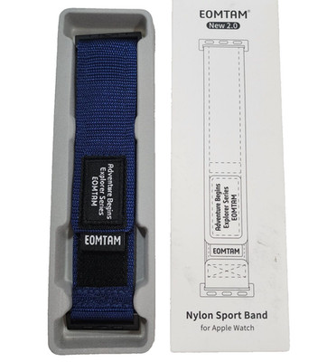 EOMTAM Mens Nylon Rugged Sport Band For Apple Watch Band Ultra 42/44/45mm, Navy