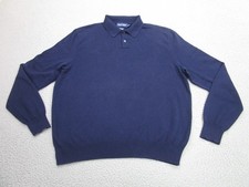 Polo Golf Ralph Lauren Cashmere blend Sweater Mens L Blue Collared Knit Pullover