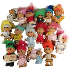 Vintage Troll Dolls Collection Colourful Hair Outfits Mixed Lot Preloved Set