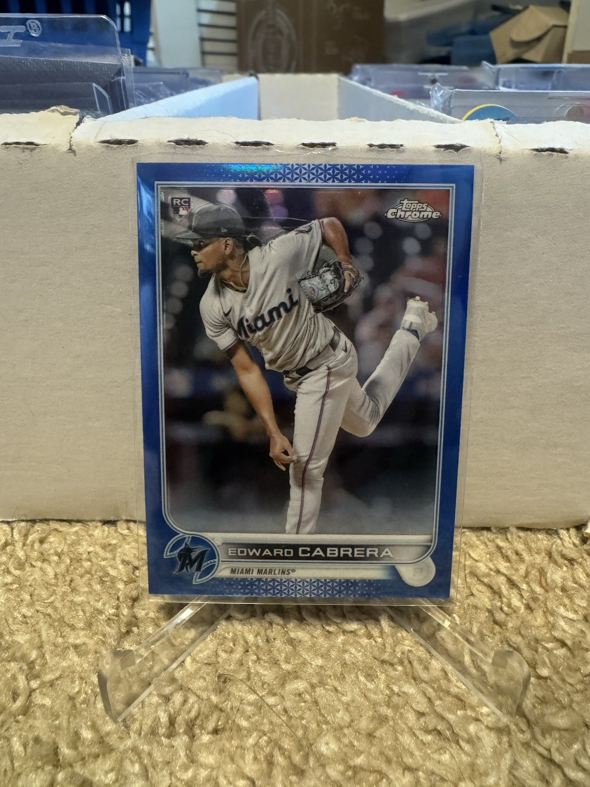 2022 Topps Chrome Blue Refractor #/150 Edward Cabrera #64 Marlins Cubs