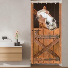 Small Stall Western Horse Shower Curtain, 36"W x 72"L Pack of 1 A Stall 2