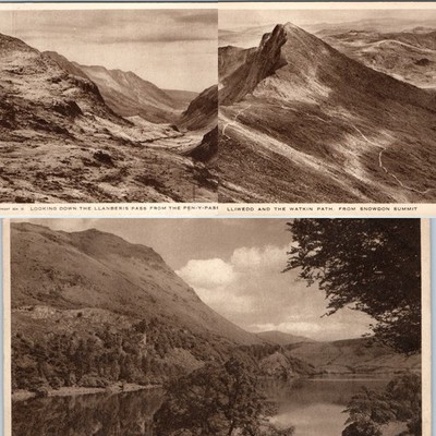 x3 LOT c1950s Snowdonia Wales Postcard Tuck Pen-y-Pass Watkin Path Llyn Gwynant