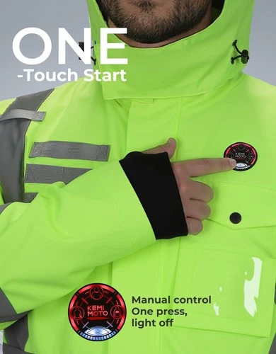 Hi-Vis Heated Work Jacket Electric Thermal Safety Workwear w/ 10000mAh Battery image 3