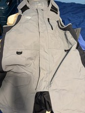 AFTCO Waterproof Fishing Overpants Large Gray 100% Nylon Cargo Pocket Zip