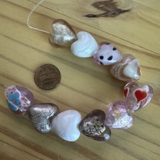 10 PINK MIXED LAMPWORK HEART BEADS 20mm - Assorted DIY JEWELRY MAKING