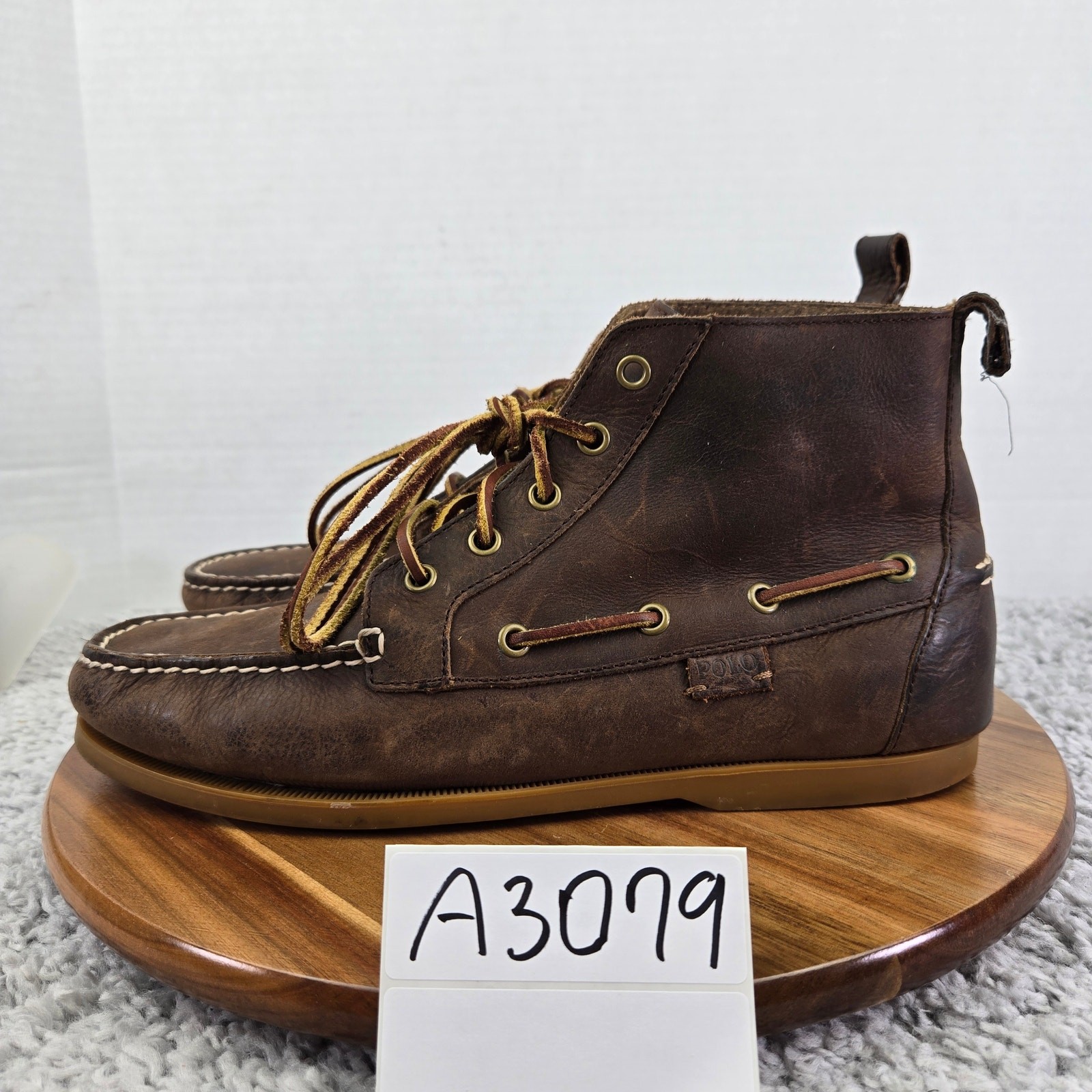 SAOLA Stivali Chukka Polo Ralph Laruen Barrott in pelle marrone casual suola gomma uomo 10 5 D