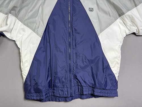 Vintage 90s USA Olympic Full Zip Windbreaker Track Jacket Sz M Blue Grey White - Picture 5 of 21