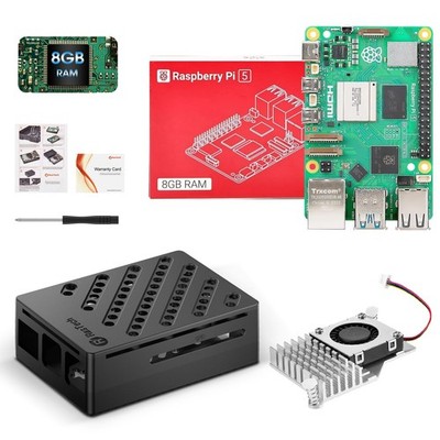 RasTech Raspberry Pi 5 Kit 8GB RAM with Pi 5 Case,Active Cooler,Screwdrive an...