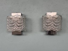 Coppia Di Applique Anni 70 Lampade Vintage Da Muro In Acciaio E Vetro