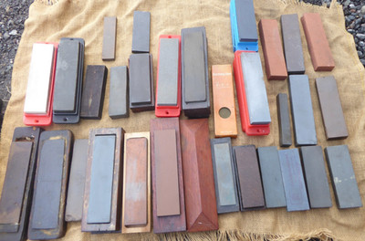 Job Lot Of 30 Carpentry Oil Stones - Various Types & Condition