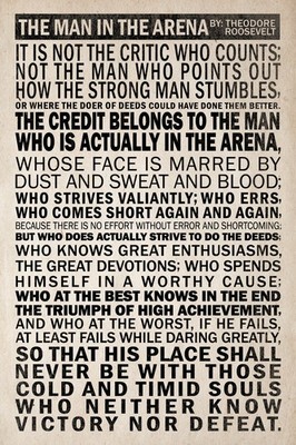 Man In Arena Theodore Roosevelt Quote Speech Motivational History Poster 12x18