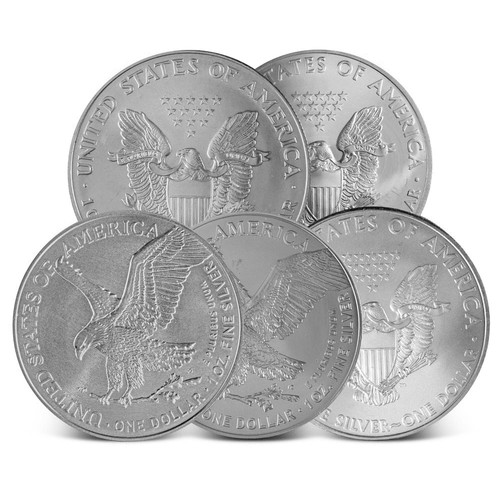 1 oz American Silver Eagle Coin (Random Year - Lot of 5) - Picture 2 of 5
