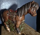 Antique Hand-painted Ceramic Horse & Saddle  Signed '74 Initials AM — photo 3