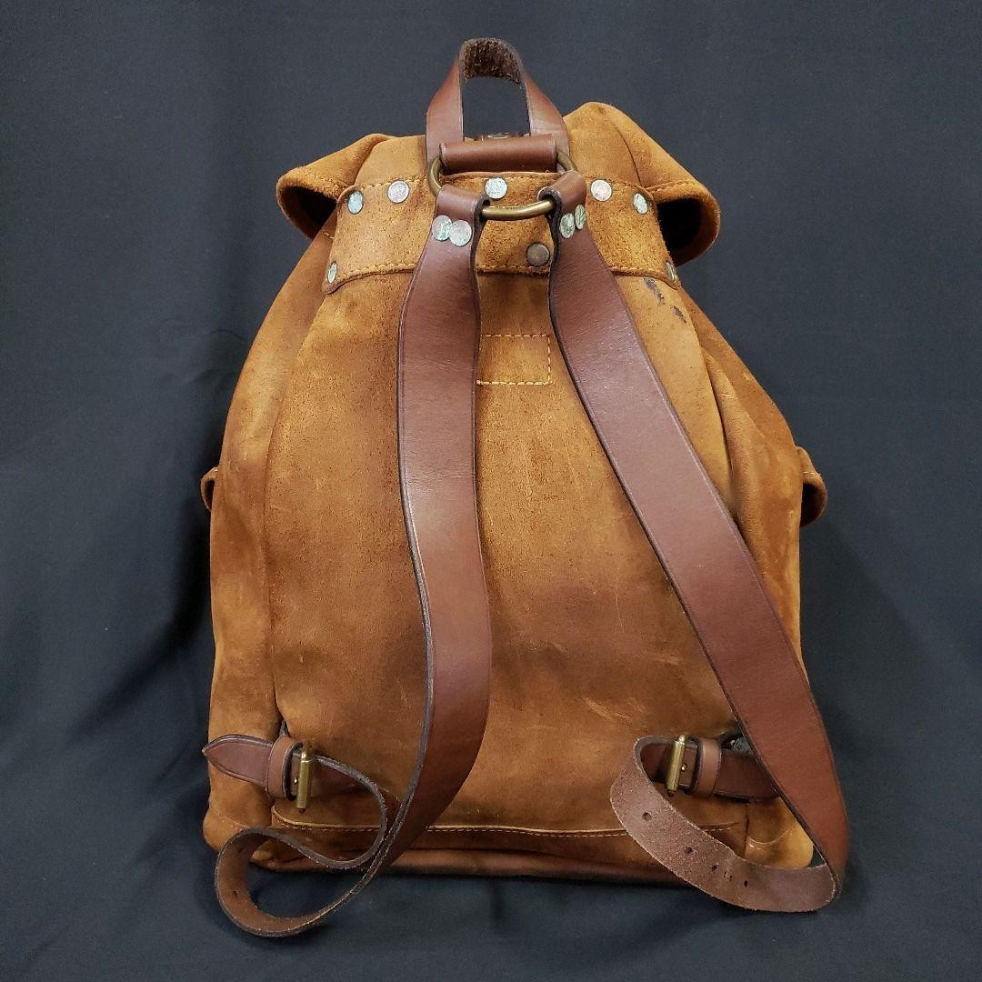 Ralph Lauren RRL Double R Suede Leather Rucksack Camel Brown