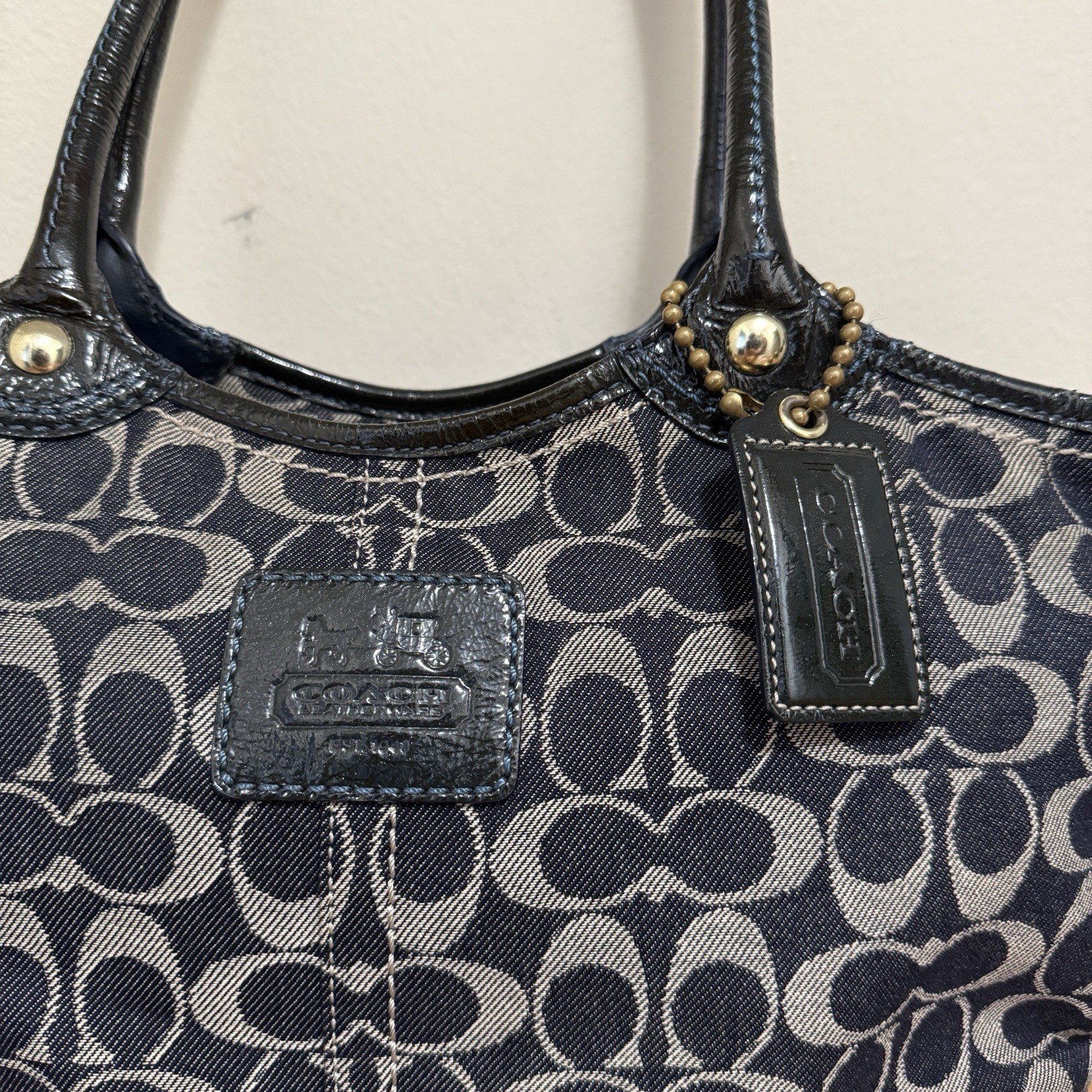Rare Y2K Coach Bleecker Denim Signature Tote Bag Blue… - Gem